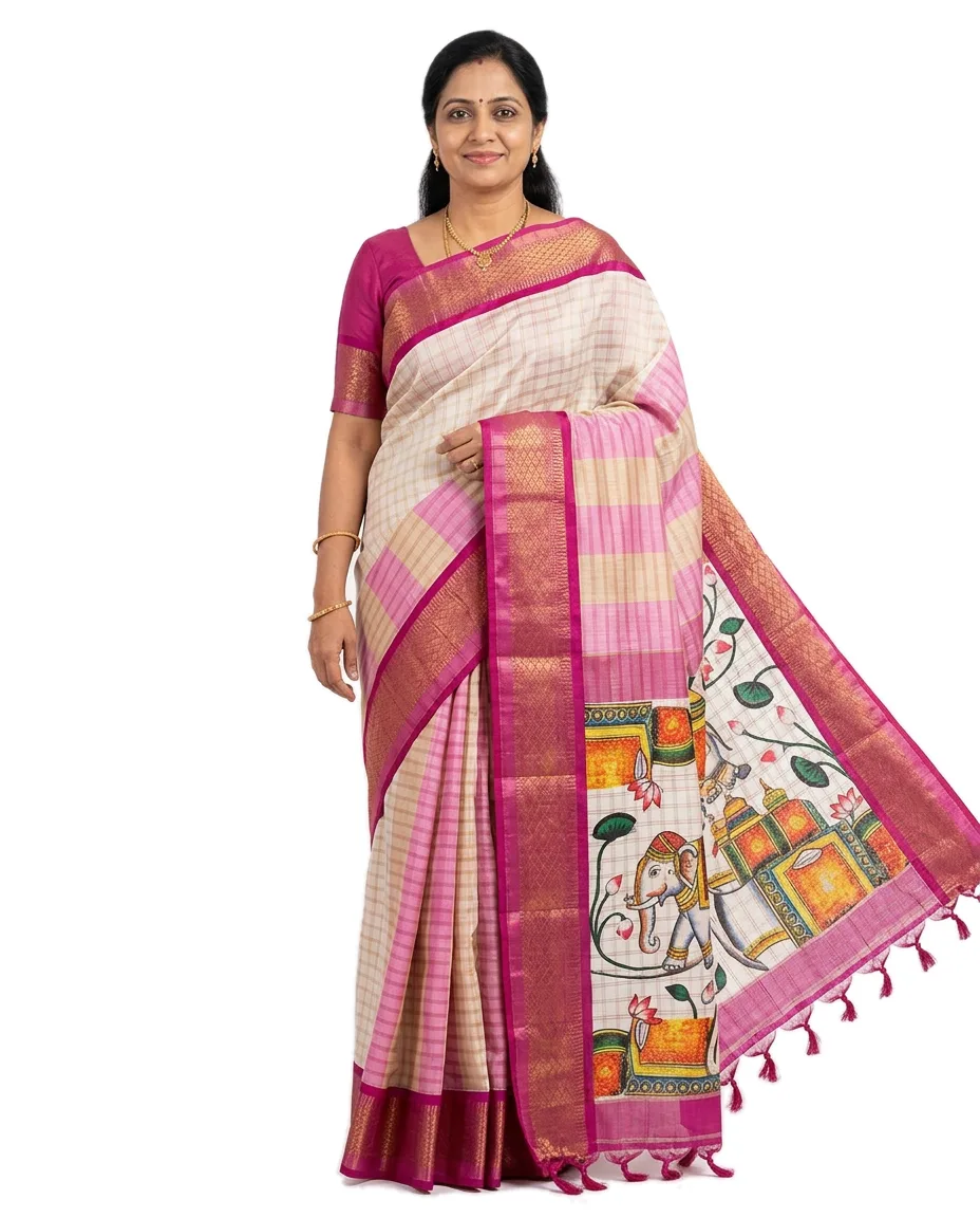 Saree digital printed cotton saree
