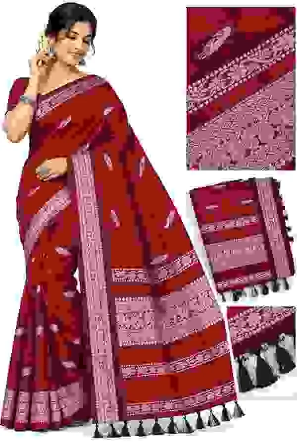 Mangalagiri Cotton Saree — Indigo with Nizam Border